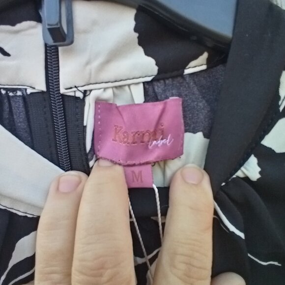 KARMI LABEL Dress Womens Size M Black Floral Print Halter Tie Waist New Slim New - Picture 8 of 15